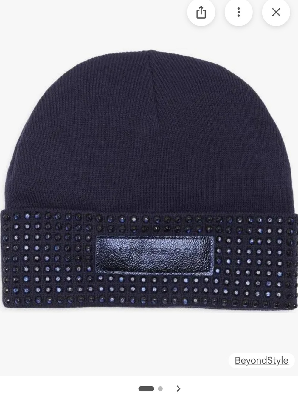 Kurt Geiger logo patch crystal cuffed beanie